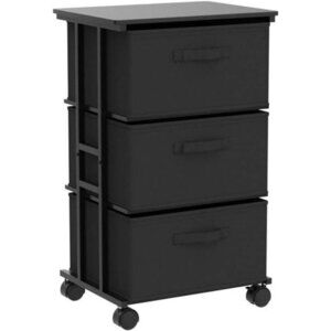 Dresser Storage with 3 Drawers, Fabric Dresser Tower, Black